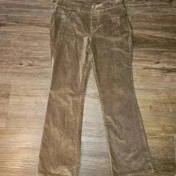 Diane Gilman DG2 Brown Pullon Velvet Wide Leg Pants Sz PM - Picture 7 of 11